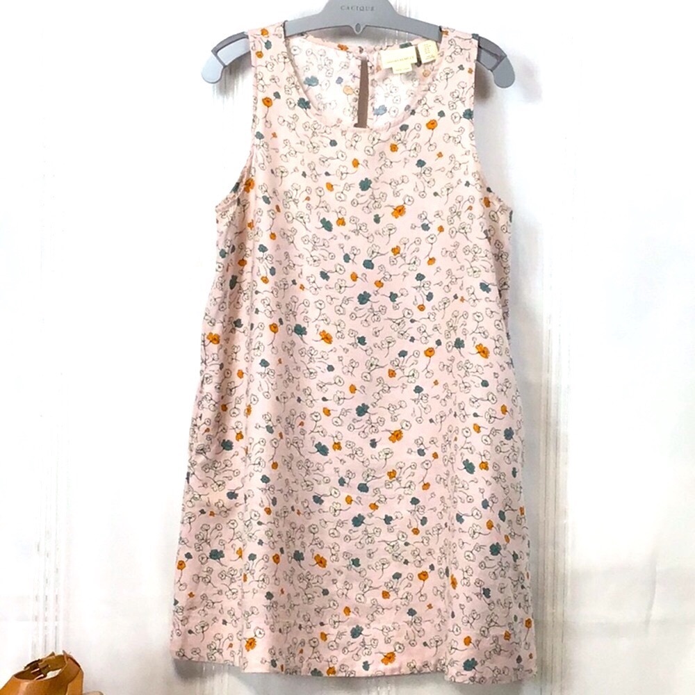 Cynthia Rowley Linen A-Line Sleeveless Floral Sun Dress with Pockets Sz.M - Picture 7 of 7